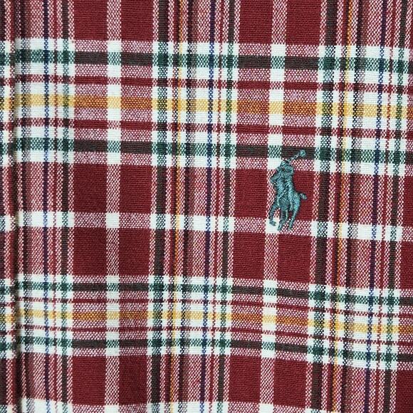 Ralph Lauren Big Shirt Mens Medium Red Plaid Button Front Long Sleeve Cotton - Picture 6 of 10